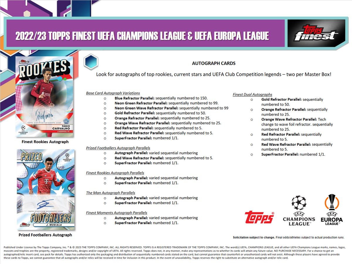2022-23 Topps Finest UEFA Club Competitions Soccer Hobby Box