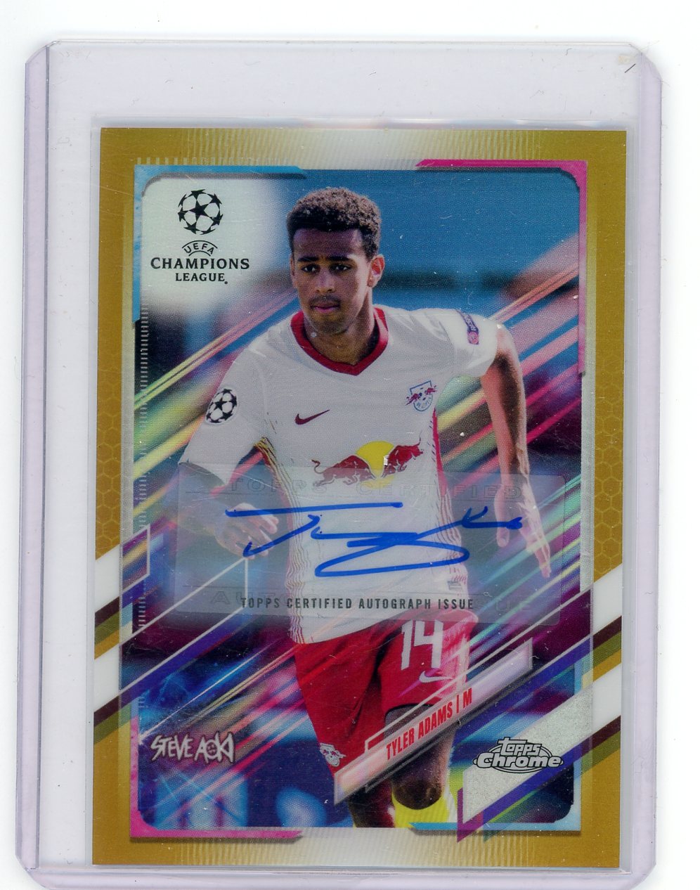 Tyler Adams 2021 Topps Chrome UCL Steve Aoki Edition Autographs Gold #'d 35/50