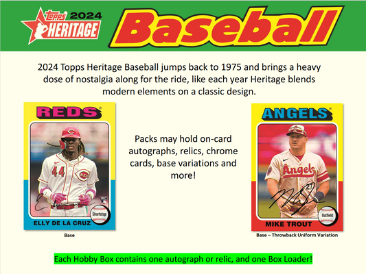 2024 Topps Heritage Baseball Hobby Box w/ 2024 NSCC Exclusive Silver Pack